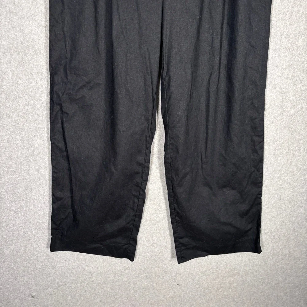 Banana Republic Pleated Wide Leg Linen Pants 8P Black High Rise Minimalist